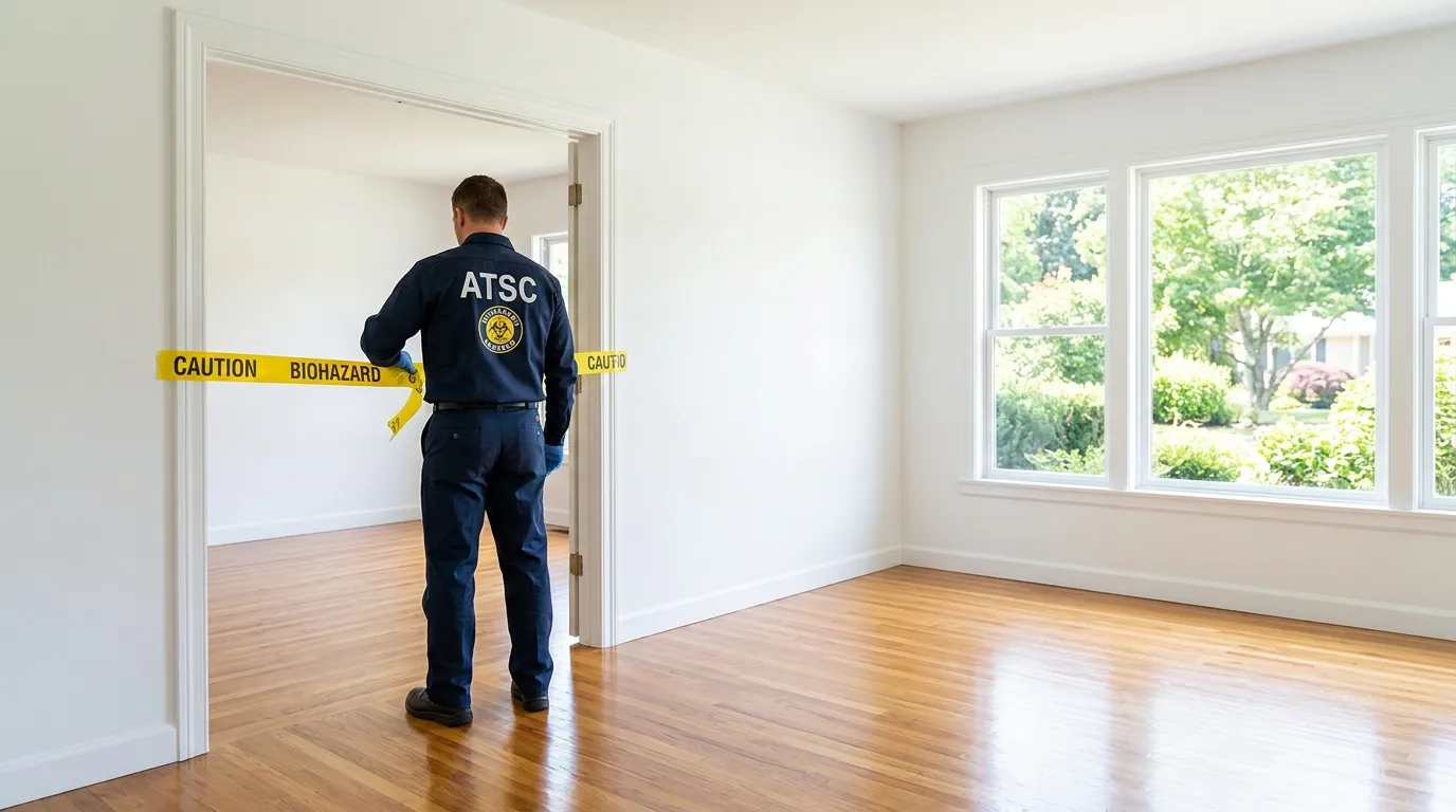 Certified biohazard cleanup crew performing Trauma Scene Cleanup in Spencer